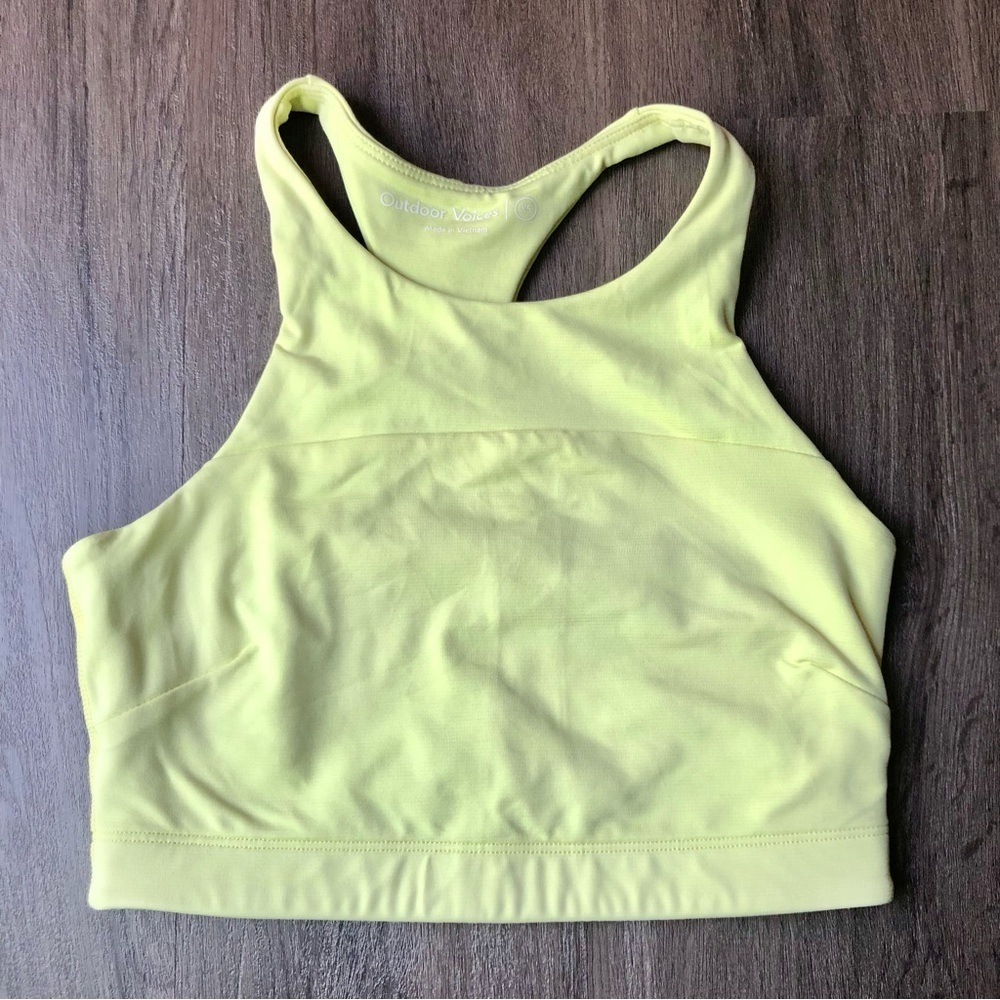 Outdoor Voices Move Free Sports Bra Crop Top Women's XS Neon Yellow